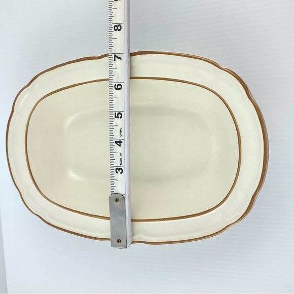 Vintage Cordella Stoneware Vegetable Dish and Gravy Boat Burnet Pattern - Picture 12 of 13